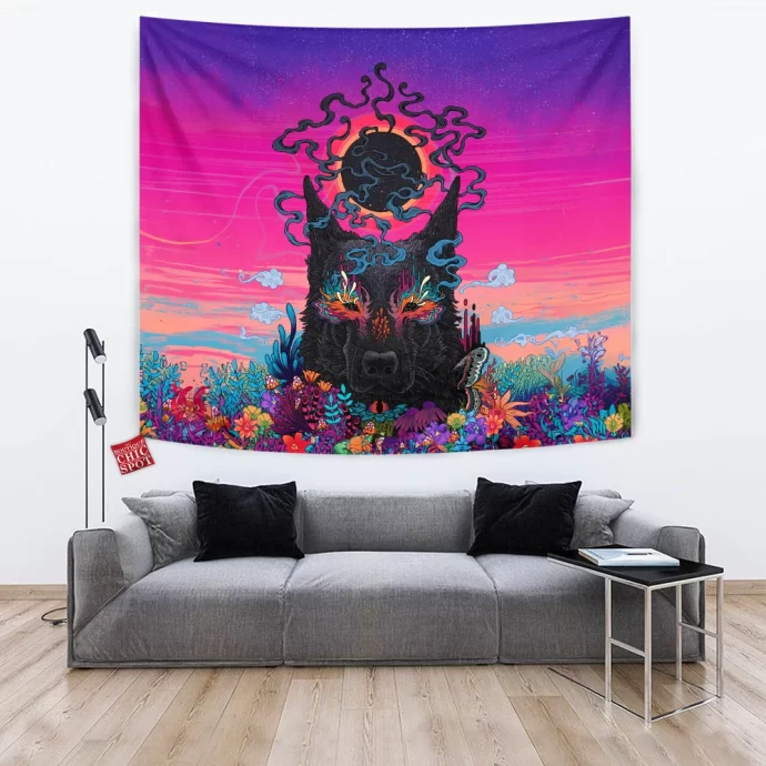 Black Wolf Tapestry