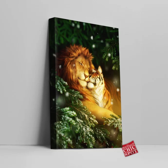 Lion And Tiger Canvas Wall Art