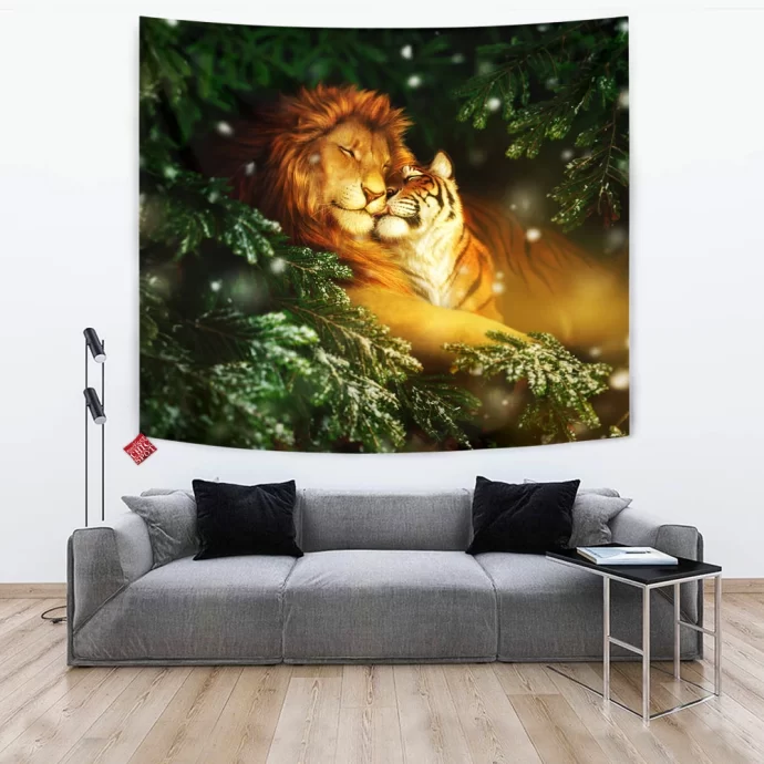 Lion And Tiger Tapestry