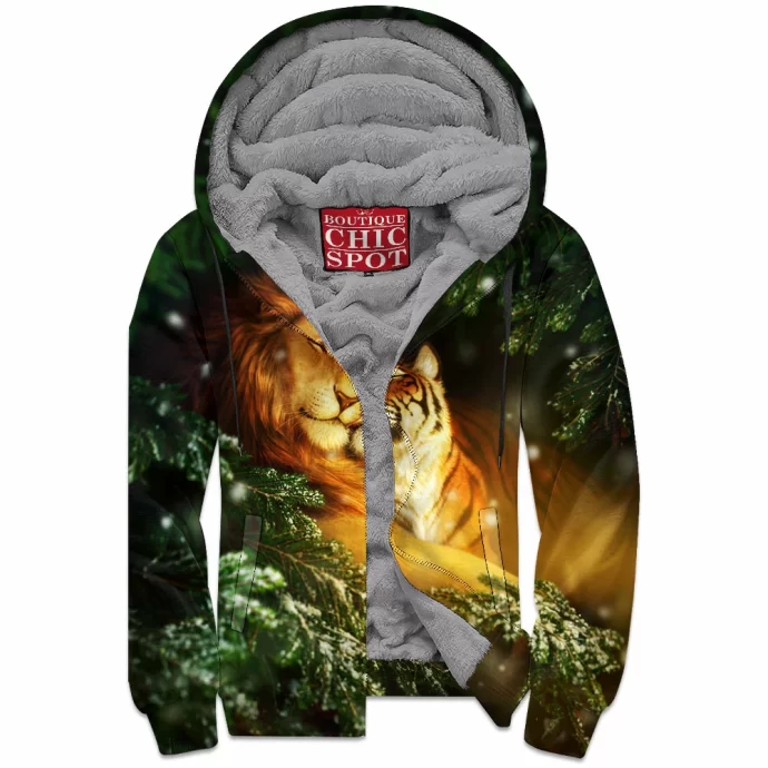 Lion And Tiger Zip Fleece Hoodie