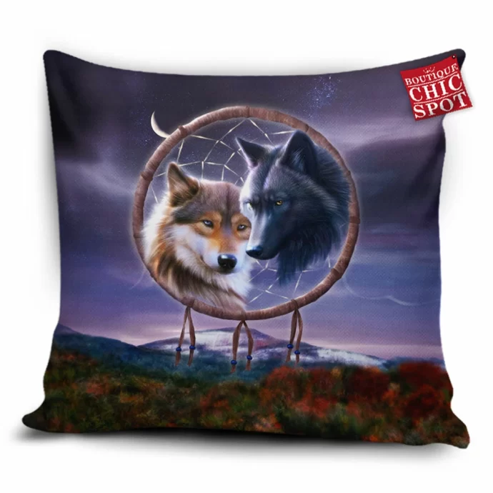 Dreamcatcher Wolf Pillow Cover