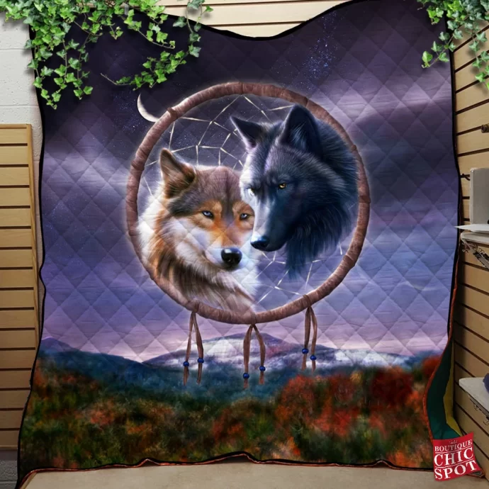 Dreamcatcher Wolf Quilt Blanket