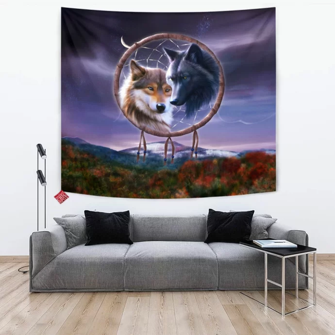 Dreamcatcher Wolf Tapestry