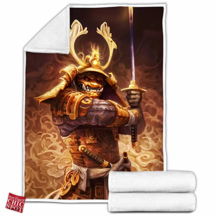 Golden Samurai Fleece Blanket