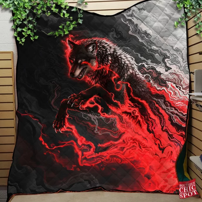 Shadow Wolf Quilt Blanket