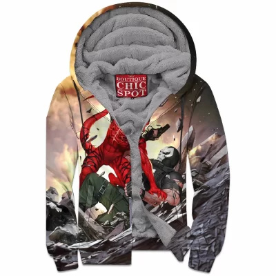 Comic Zip-Fleece-Hoodie, Red Goblin Zip-Fleece-Hoodie