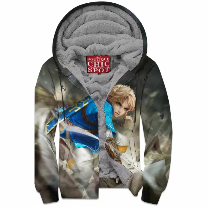 Breath Of The Wild Link Zelda Zip Fleece Hoodie