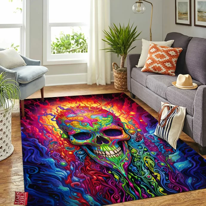 Colorful Skull Rectangle Rug