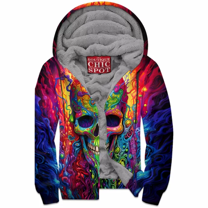 Colorful Skull Zip Fleece Hoodie