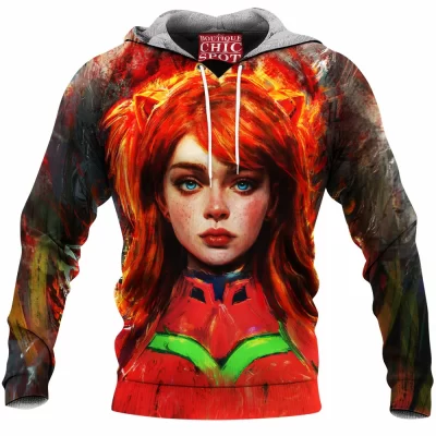 Anime Fleece-Hoodie, Asuka Langley Soryu Fleece-Hoodie