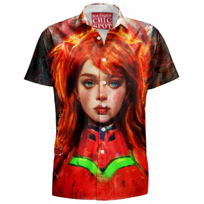Anime Hawaiian-Shirt, Asuka Langley Soryu Hawaiian-Shirt
