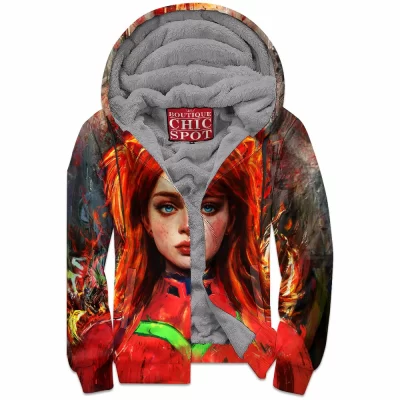 Anime Zip-Fleece-Hoodie, Asuka Langley Soryu Zip-Fleece-Hoodie