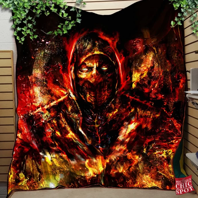 Scorpion Mortal Kombat Quilt Blanket