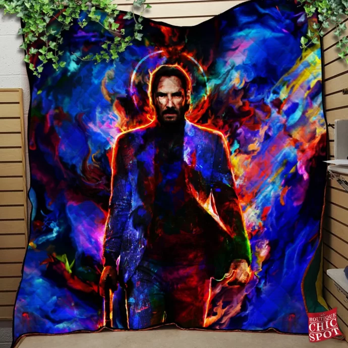 John Wick Keanu Reeves Quilt Blanket