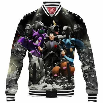 Anime Baseball-Jacket, Pokemon Baseball-Jacket, Team Rocket Baseball-Jacket