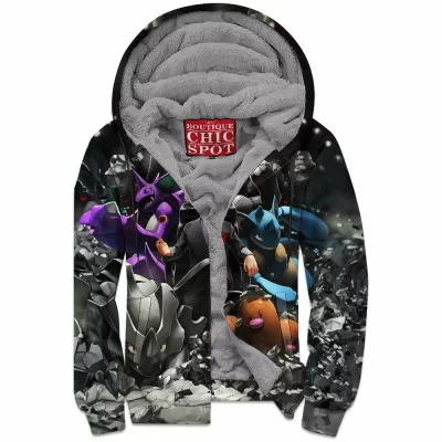 Anime Zip-Fleece-Hoodie, Pokemon Zip-Fleece-Hoodie, Team Rocket Zip-Fleece-Hoodie