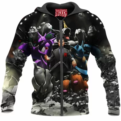 Anime Zip-Hoodie, Pokemon Zip-Hoodie, Team Rocket Zip-Hoodie