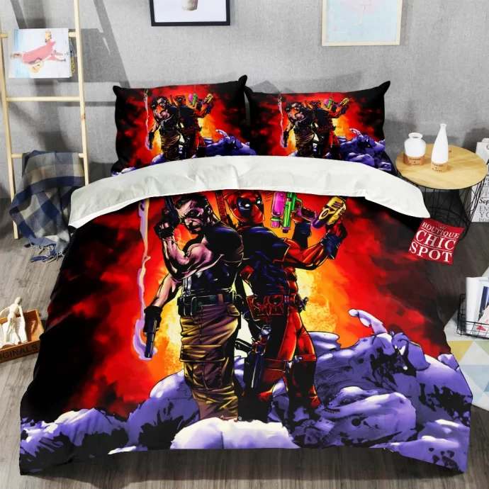 Punisher And Deadpool Bedding Set