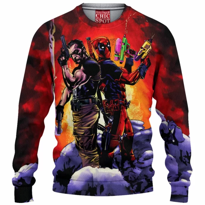 Punisher And Deadpool Knitted Sweater