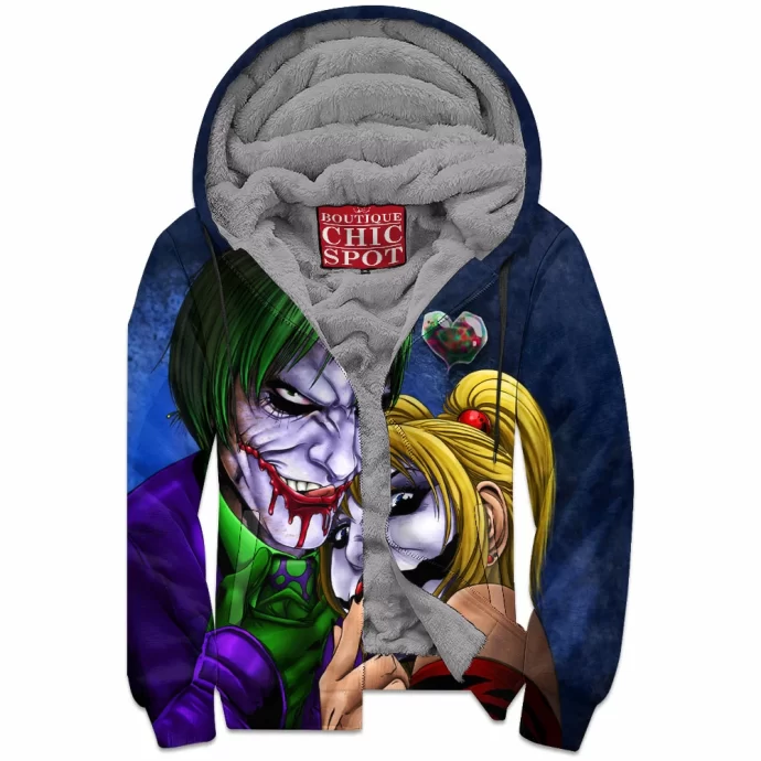 Joker And Harley Zip Fleece Hoodie