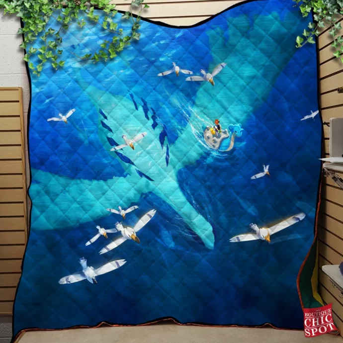 Ash Finds Lugia Quilt Blanket