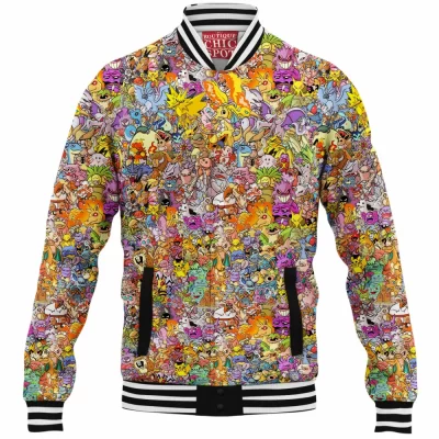 Anime Baseball-Jacket, Kanto Baseball-Jacket, Pokemon Baseball-Jacket