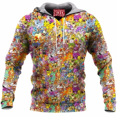 Anime Fleece-Hoodie, Kanto Fleece-Hoodie, Pokemon Fleece-Hoodie