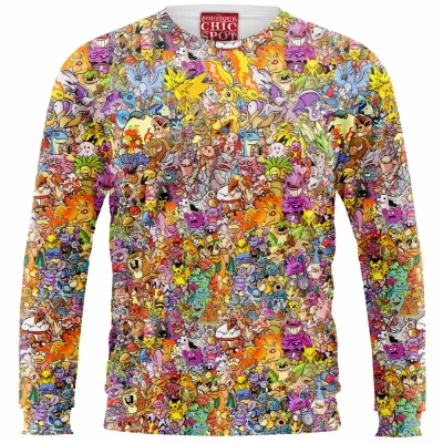 Kanto Zip Sweatshirt, Pokemon Zip Sweatshirt, Anime Zip Sweatshirt