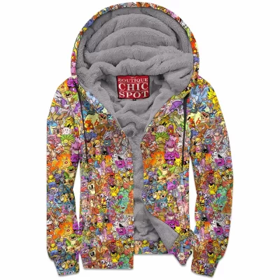Anime Zip-Fleece-Hoodie, Kanto Zip-Fleece-Hoodie, Pokemon Zip-Fleece-Hoodie