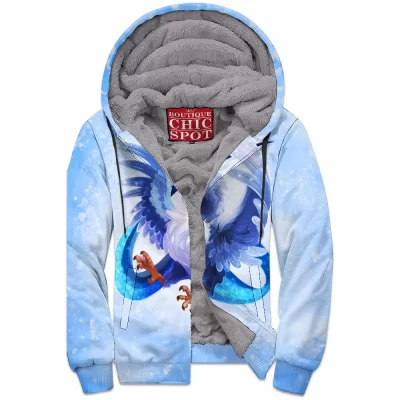 Anime Zip-Fleece-Hoodie, Articuno Zip-Fleece-Hoodie, Pokemon Zip-Fleece-Hoodie