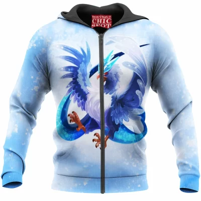 Anime Zip-Hoodie, Articuno Zip-Hoodie, Pokemon Zip-Hoodie