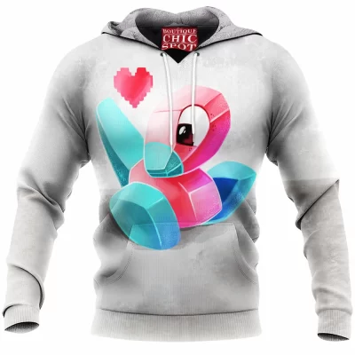 Anime Fleece-Hoodie, Porygon Fleece-Hoodie, Pokemon Fleece-Hoodie