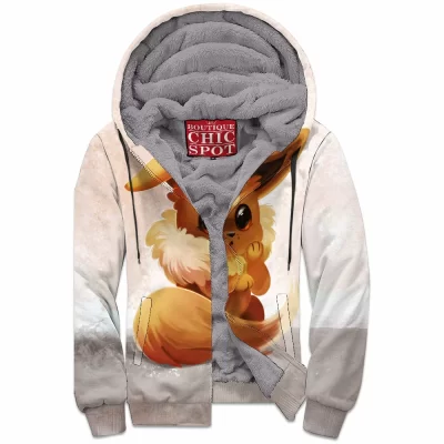 Anime Zip-Fleece-Hoodie, Eevee Zip-Fleece-Hoodie, Pokemon Zip-Fleece-Hoodie