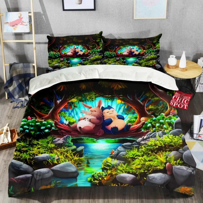 Totoro And Snorlax Bedding Set