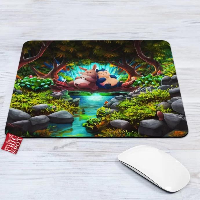 Totoro And Snorlax Mouse Pad