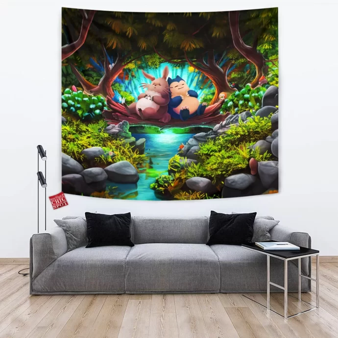 Totoro And Snorlax Tapestry