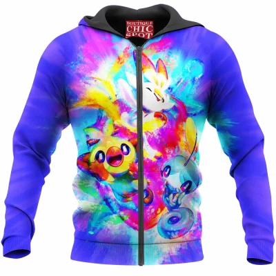 Anime Zip-Hoodie, Pokemon Zip-Hoodie, Pokemon Sword And Shield Zip-Hoodie