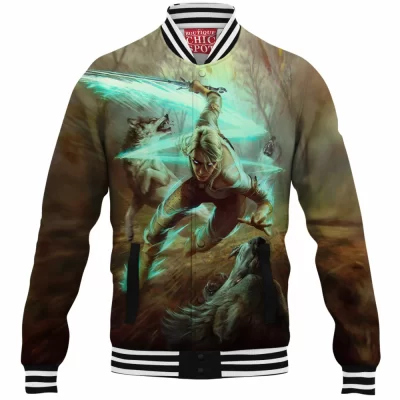 Game Baseball-Jacket, The Witcher Baseball-Jacket, Fantasy Baseball-Jacket, Ciri Baseball-Jacket