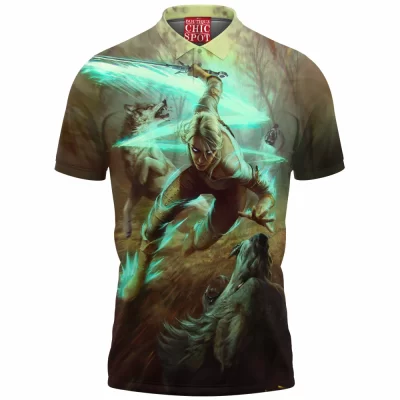 Game Polo Shirt, The Witcher Polo Shirt, Fantasy Polo Shirt, Ciri Polo Shirt