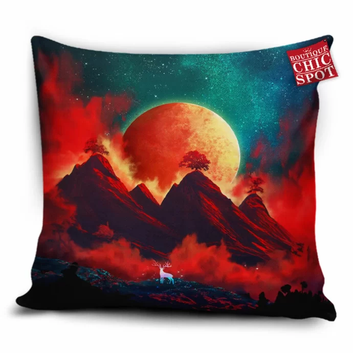 Red Moon Pillow Cover