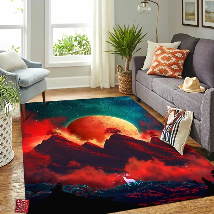 Red Moon Rectangle Rug