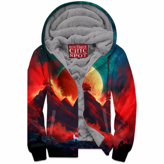 Red Moon Zip Fleece Hoodie