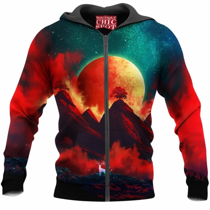 Red Moon Zip Hoodie