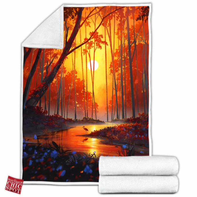 Autumn River Fleece Blanket