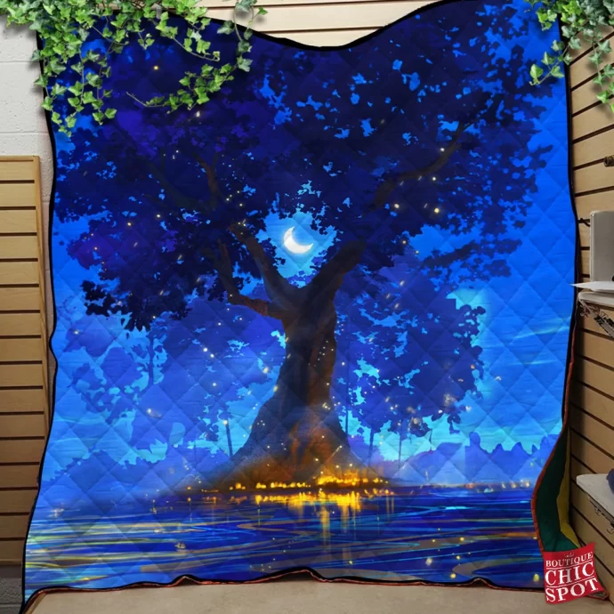 Magical Lantern Tree Quilt Blanket