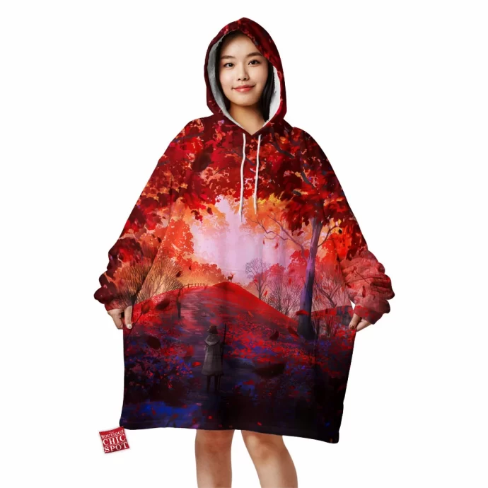 Red Forest Blanket Hoodie