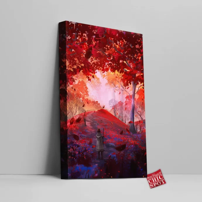 Red Forest Canvas Wall Art