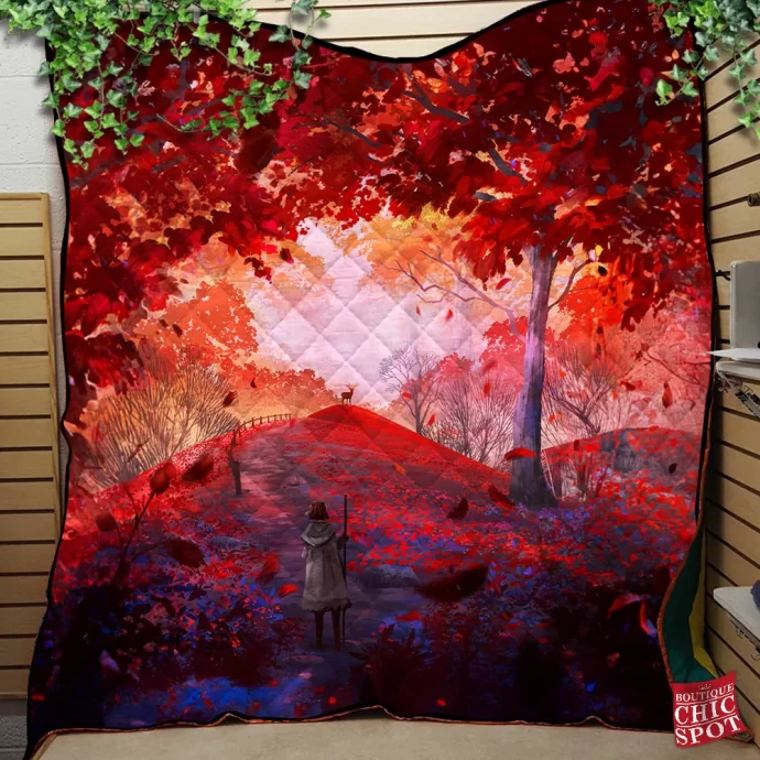 Red Forest Quilt Blanket