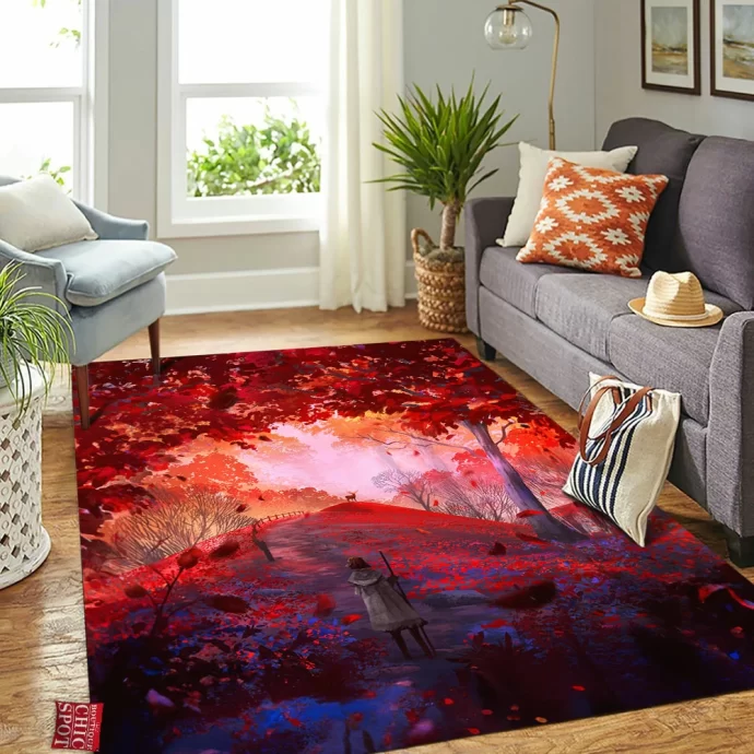 Red Forest Rectangle Rug