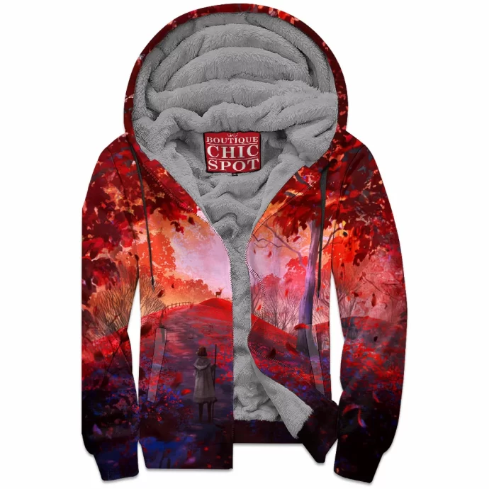 Red Forest Zip Fleece Hoodie